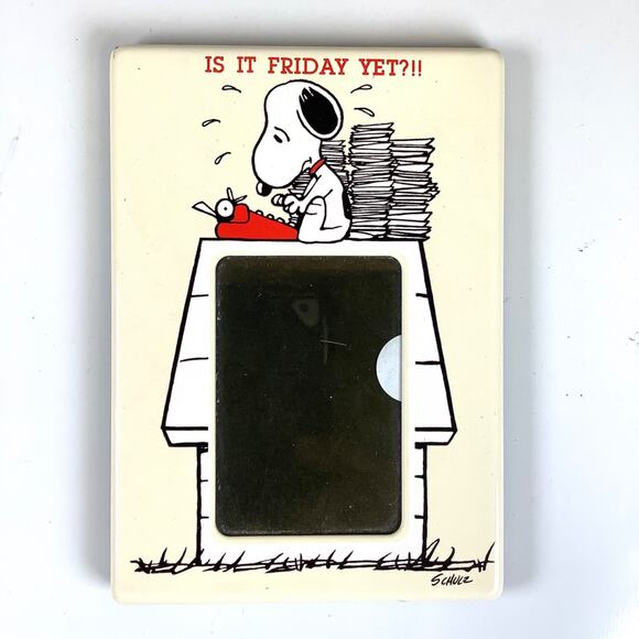 Vintage Peanuts Snoopy Is It Friday Yet? Metal Photo Frame VGC 4.25”x6” Vtg 1981 - Picture 1 of 3
